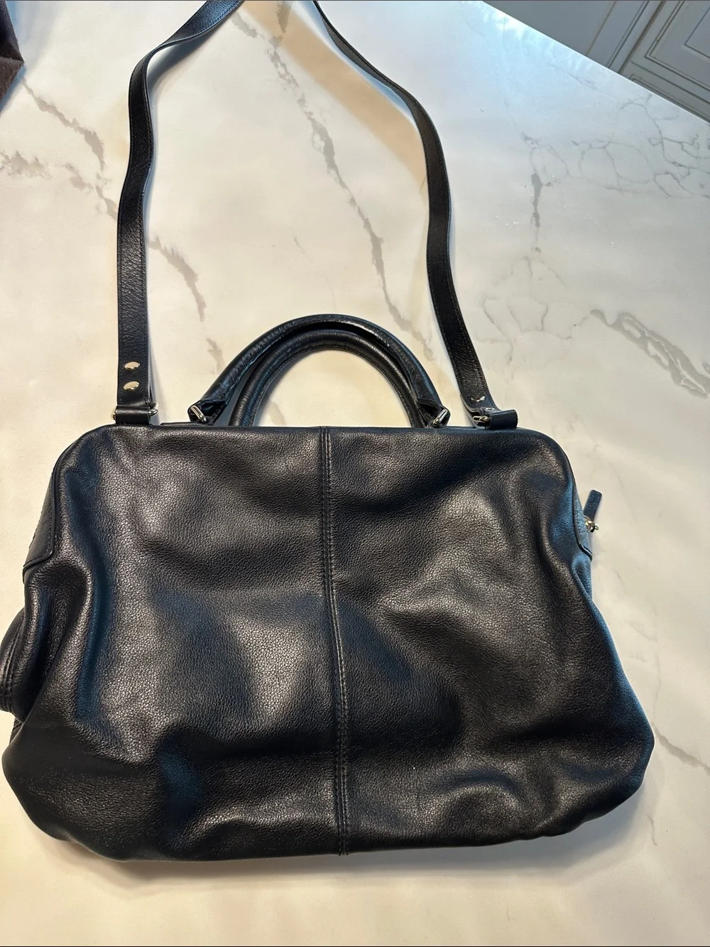 kate spade Black Leather Laptop Bag with Gold Tone Hardware
